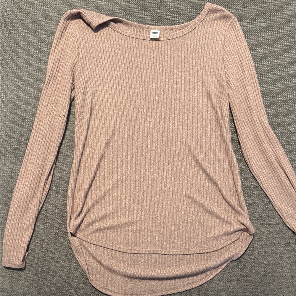 Old Navy Ribbed Long Sleeve Top in Light Brown